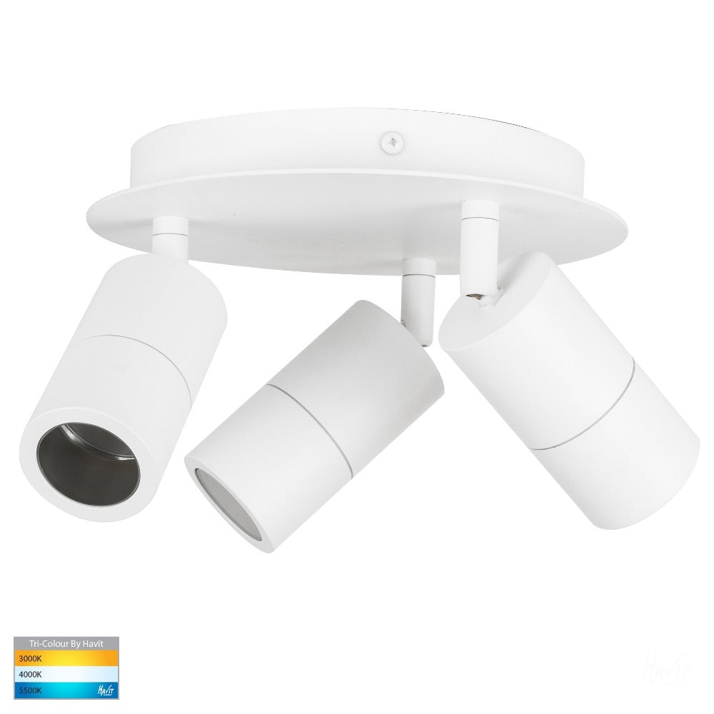 Buy Outdoor Ceiling Spotlights Australia Tivah 3 Lights Round Plate White 3CCT - HV4001T-3-WHT-RND