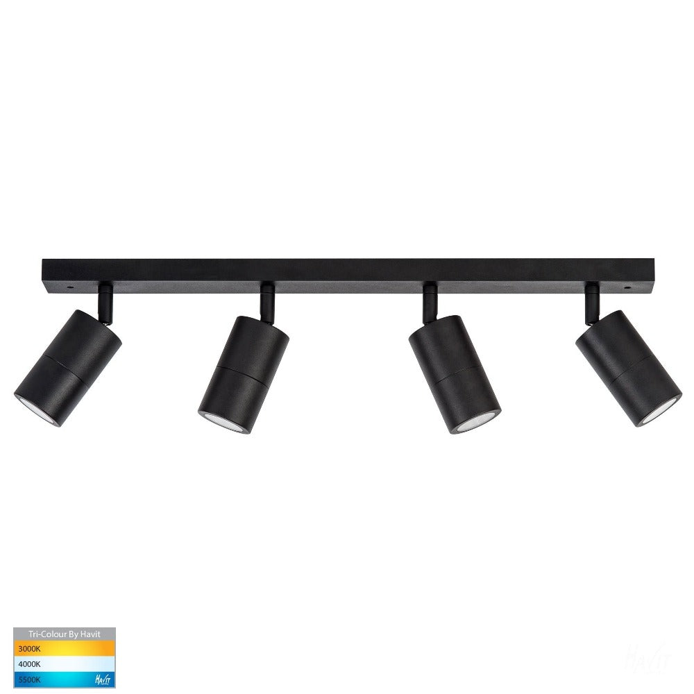 Buy Outdoor Ceiling Spotlights Australia Tivah LED Bar 4 Lights Black 3CCT - HV4001T-4-BLK