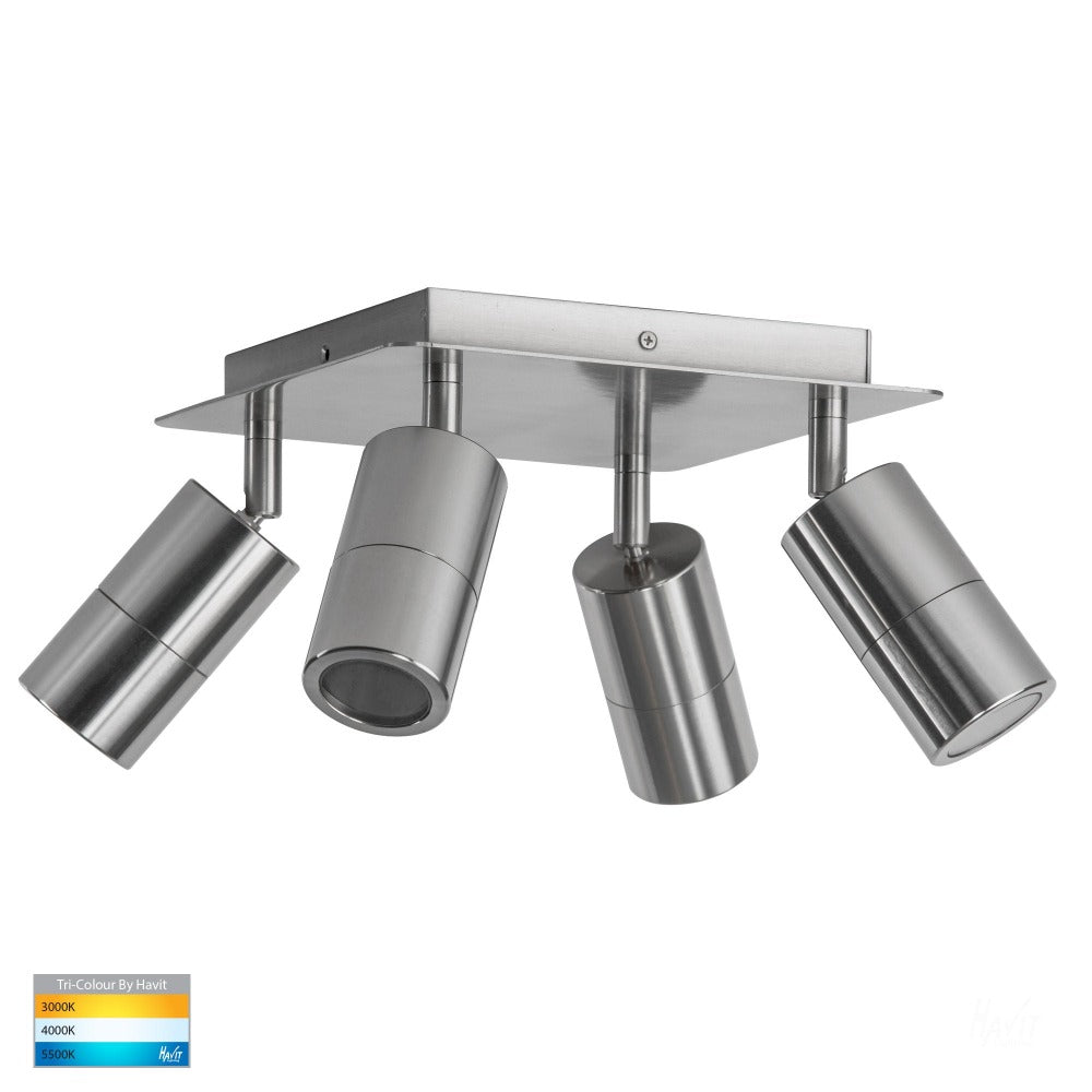 Buy Outdoor Ceiling Spotlights Australia Tivah 4 Lights LED Square Plate Titanium 3CCT - HV4001T-4-TTM-SQ