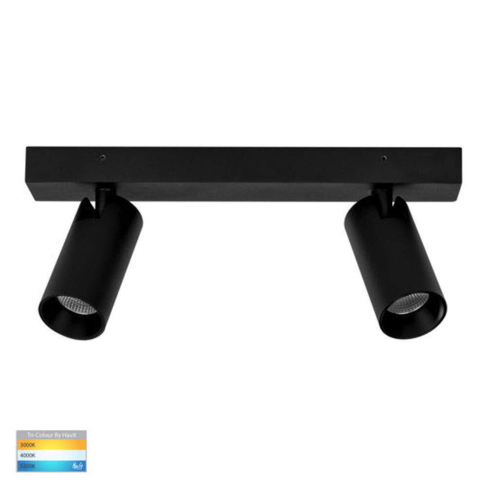 Buy Spotlights Australia Revo 2 Light LED Spotlights Black 3CCT - HV4002T-2-BLK