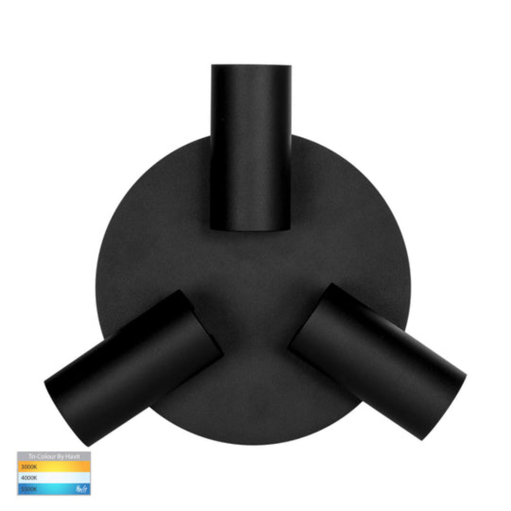 Buy Spotlights Australia Revo 3 Light Round Plate LED Spotlights Black 3CCT - HV4002T-3-BLK-RND