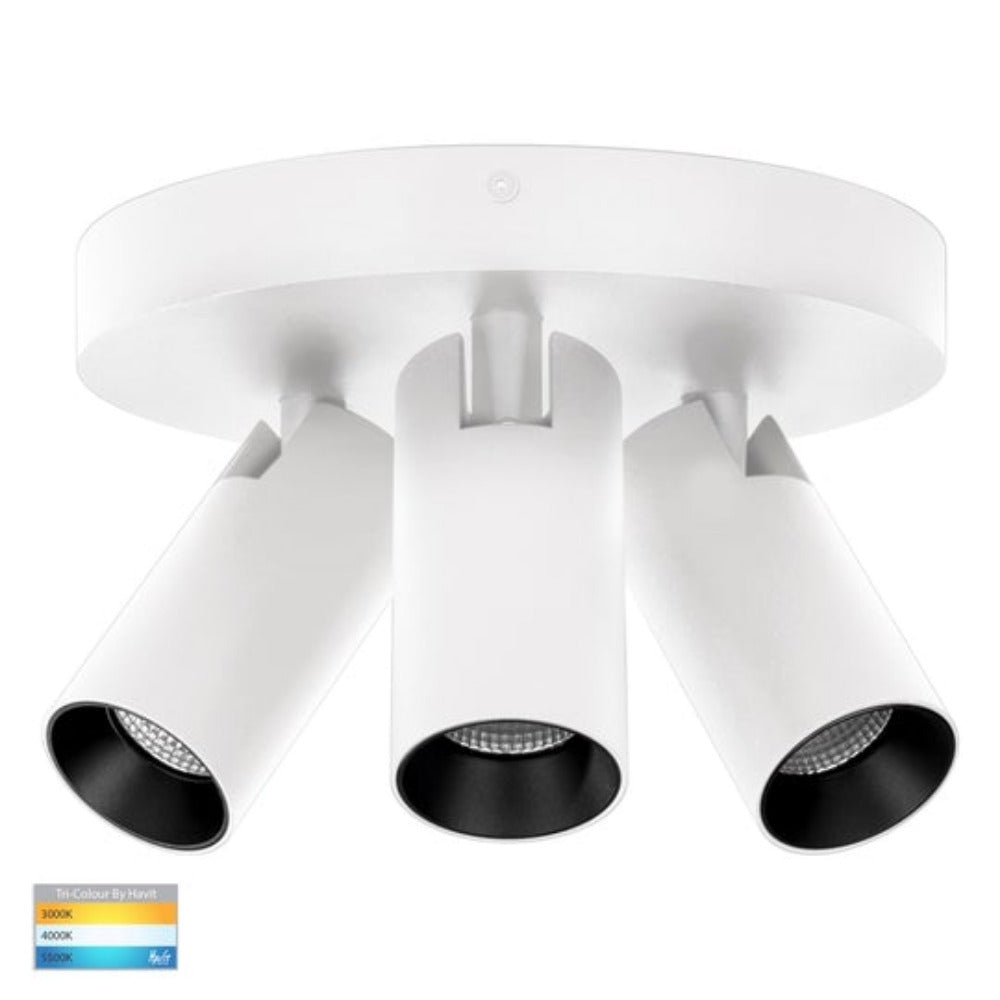 Buy Spotlights Australia Revo 3 Light Round Plate LED Spotlights White 3CCT - HV4002T-3-WHT-RND