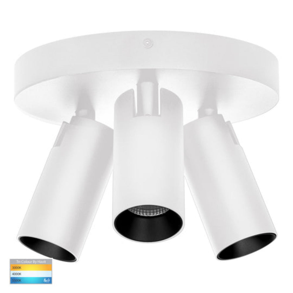 Buy Spotlights Australia Revo 3 Light Round Plate LED Spotlights White 3CCT - HV4002T-3-WHT-RND