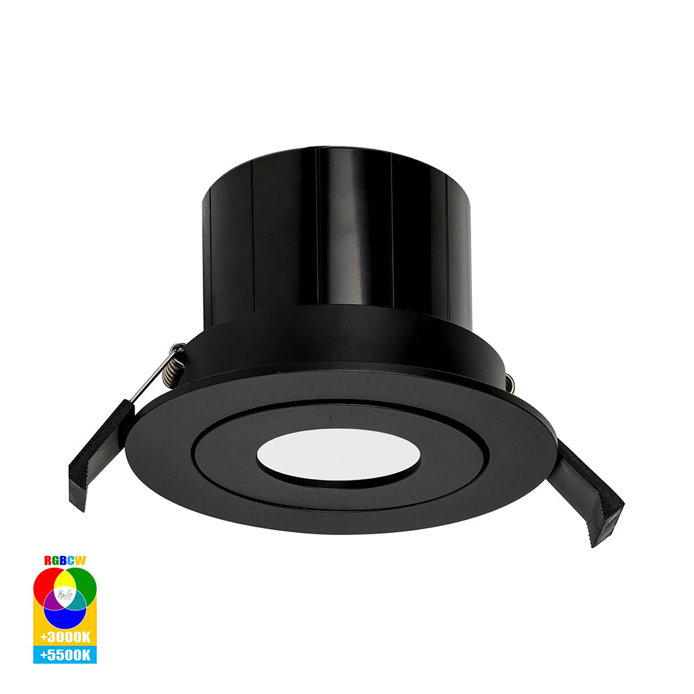 Buy Smart LED Downlights Australia Prime Smart LED Downlight Black W105mm RGBCW - HV5512RGBCW-BLK