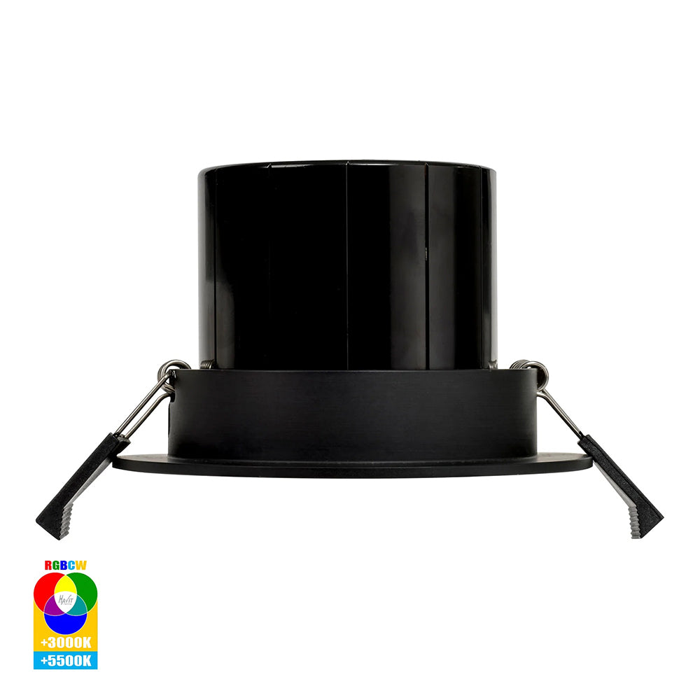 Buy Smart LED Downlights Australia Prime Smart LED Downlight Black W105mm RGBCW - HV5512RGBCW-BLK