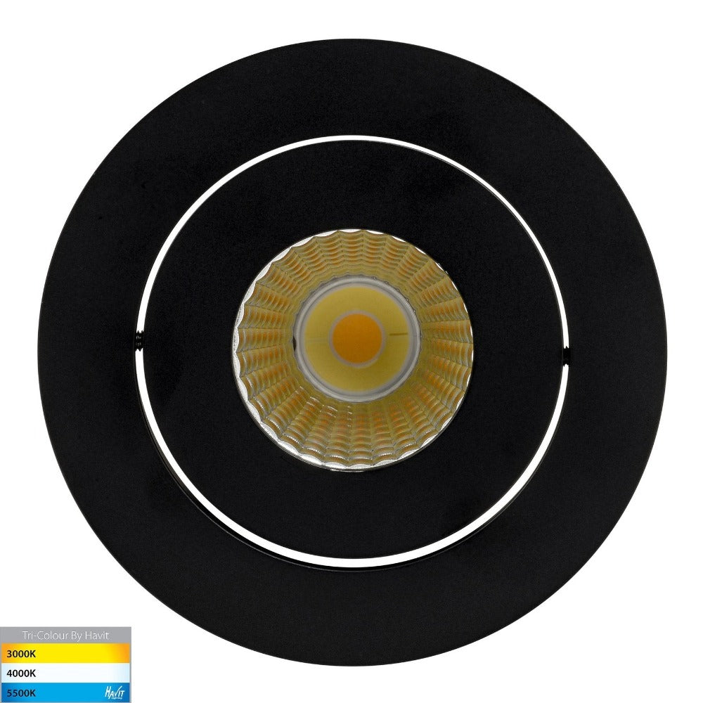 Buy Recessed Downlights Australia Prime Tilt LED Downlight Black 3CCT - HV5512T-BLK