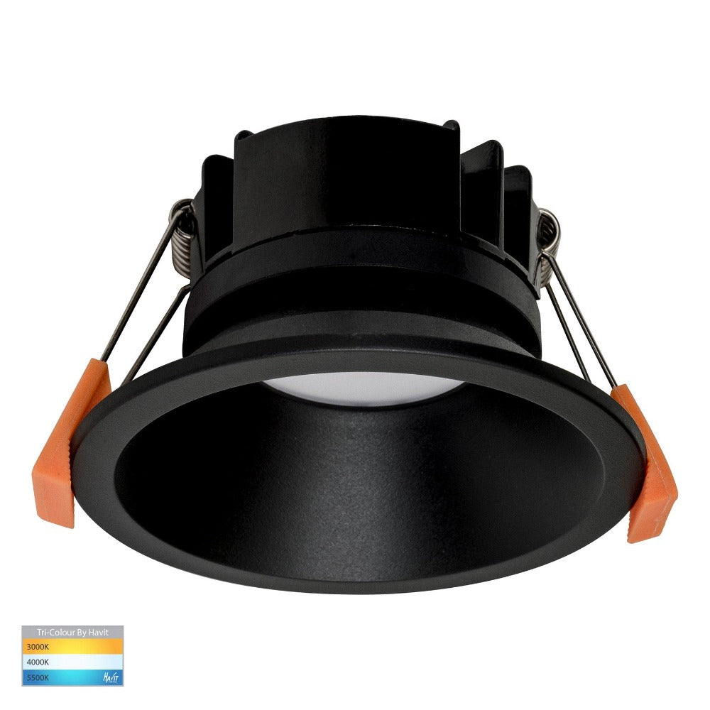 Buy Recessed Downlights Australia Gleam Fixed LED Downlight Black 3CCT _ HV5528T-BLK