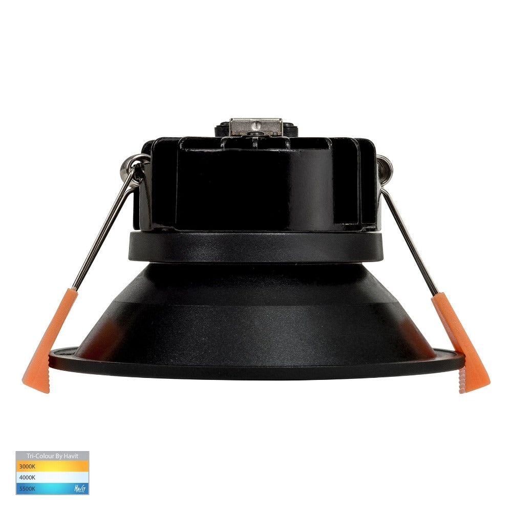 Buy Recessed Downlights Australia Gleam Fixed LED Downlight Black 3CCT _ HV5528T-BLK