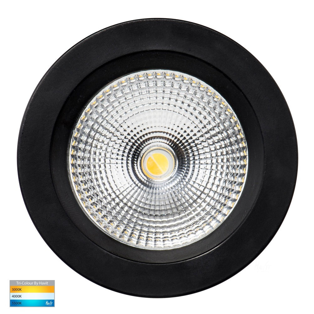 Buy Recessed Downlights Australia Ora Fixed LED Downlight Black 5CCT - HV5530T-BLK