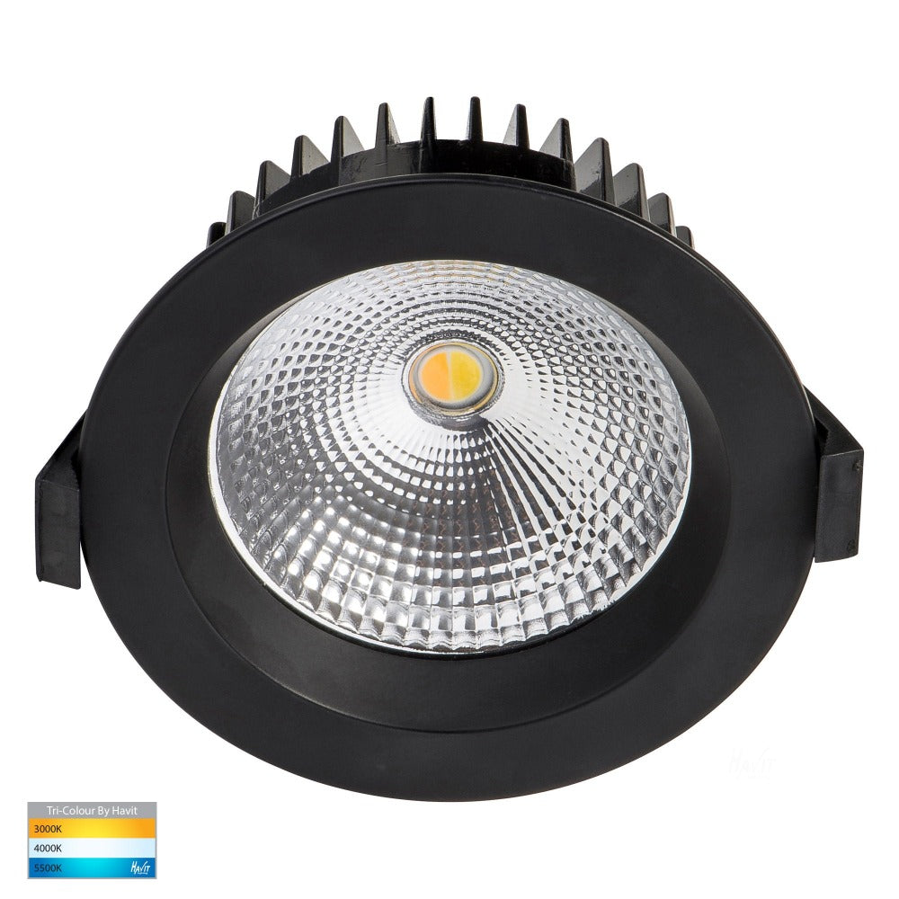 Buy Recessed Downlights Australia Ora Fixed LED Downlight Black 5CCT - HV5530T-BLK