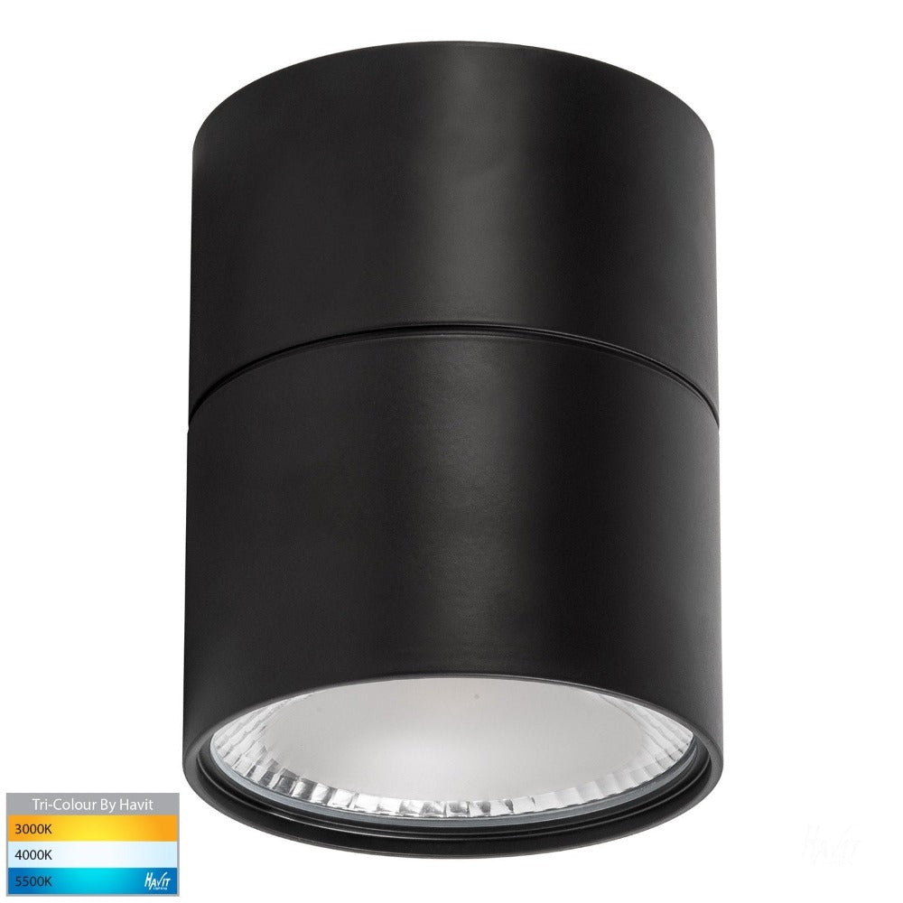Buy Surface Mounted Downlights Australia Nella Surface Mounted LED Downlight With Extension 240V Black 3CCT - HV5803T-BLK-EXT