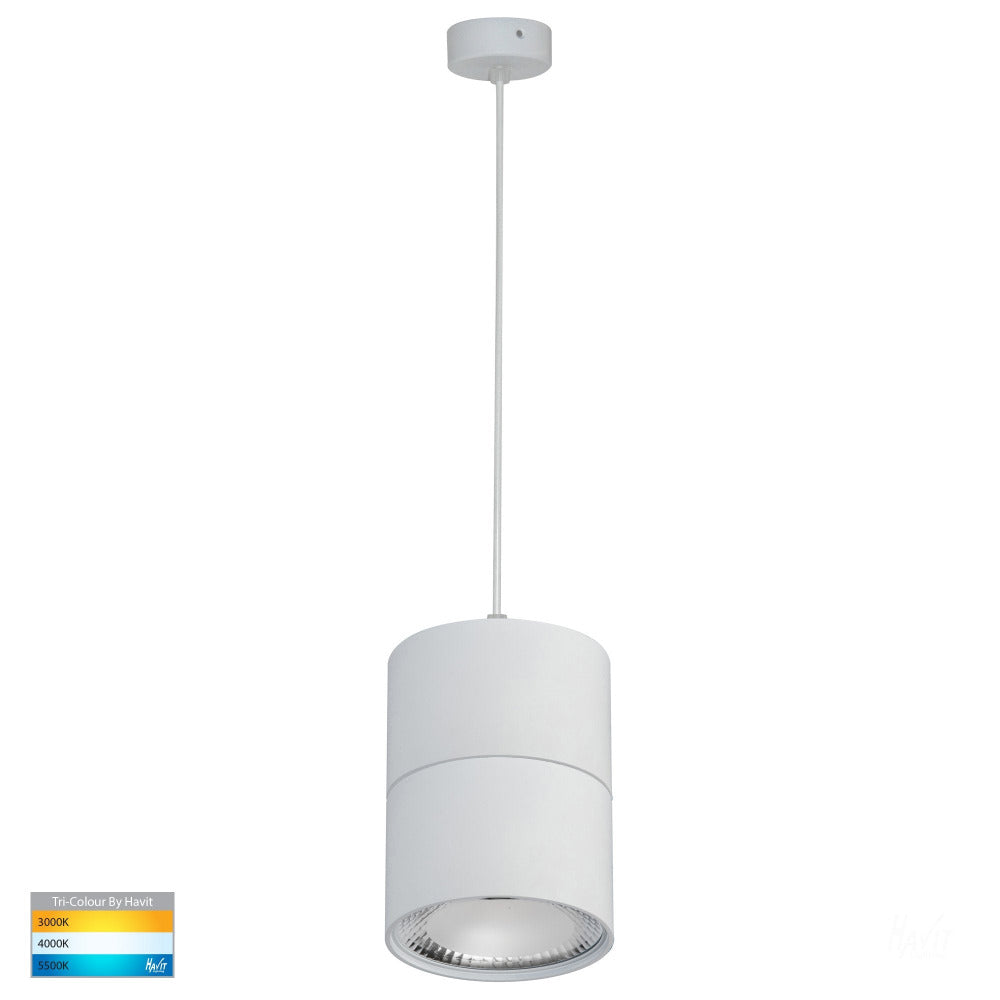 Buy LED Pendants Australia Nella Round Single Pendant White 3CCT - HV5803T-WHT-P