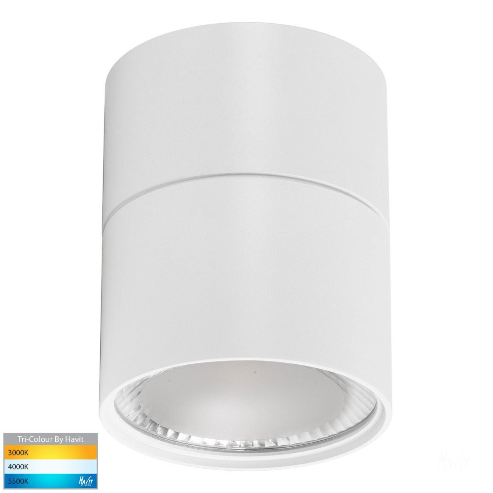 Buy Surface Mounted Downlights Australia Nella Surface Mounted Round Downlight White With Extension 3CCT- HV5803T-WHT-EXT