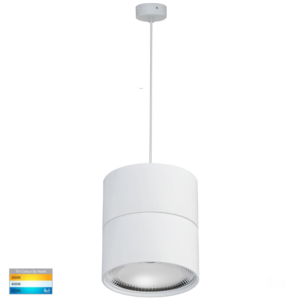 Buy LED Pendants Australia Nella Round Single LED Pendant White 3CCT - HV5805T-WHT-P