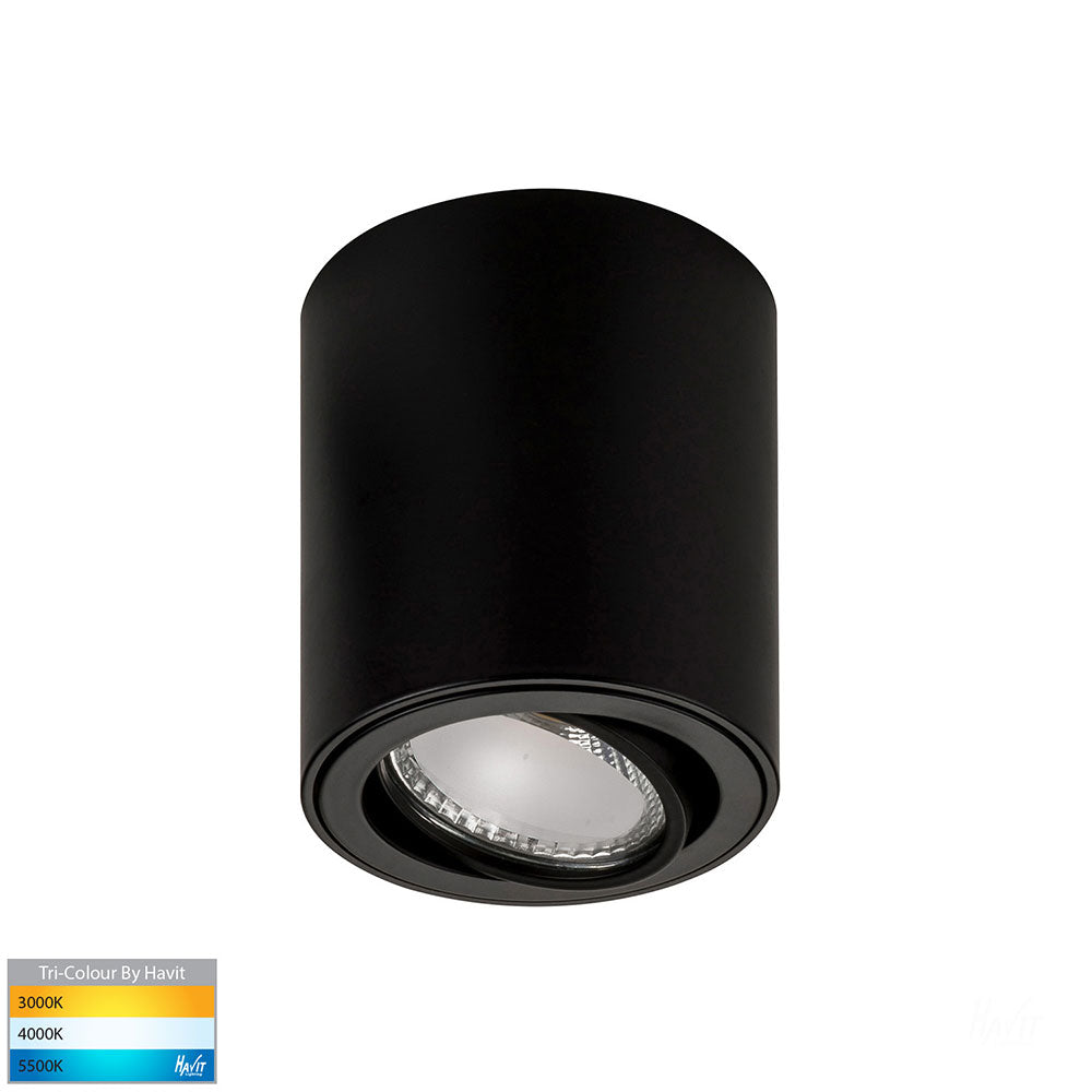 Buy Surface Mounted Downlights Australia Nella Surface Mounted Downlight 7W Black 3CCT - HV5812T-BLK