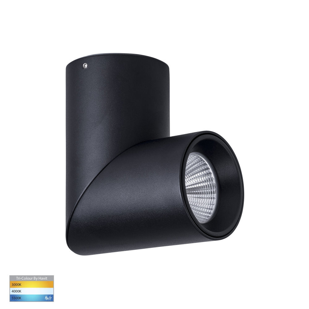 Buy Surface Mounted Downlights Australia Nella Surface Mounted Downlight 12W Black 3CCT - HV5823T-BLK