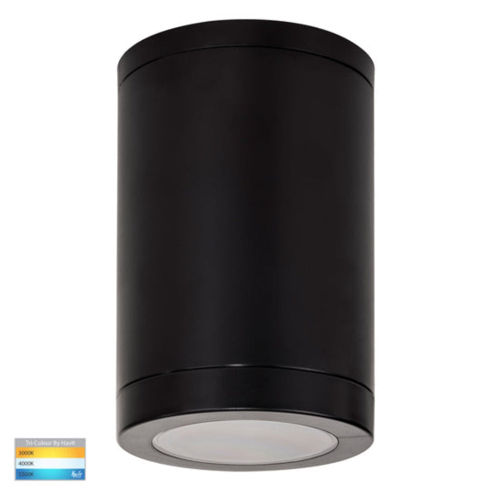 Buy Surface Mounted Downlights Australia Lexan Surface Mounted LED Downlight W95mm Black 3CCT - HV5832T-BLK