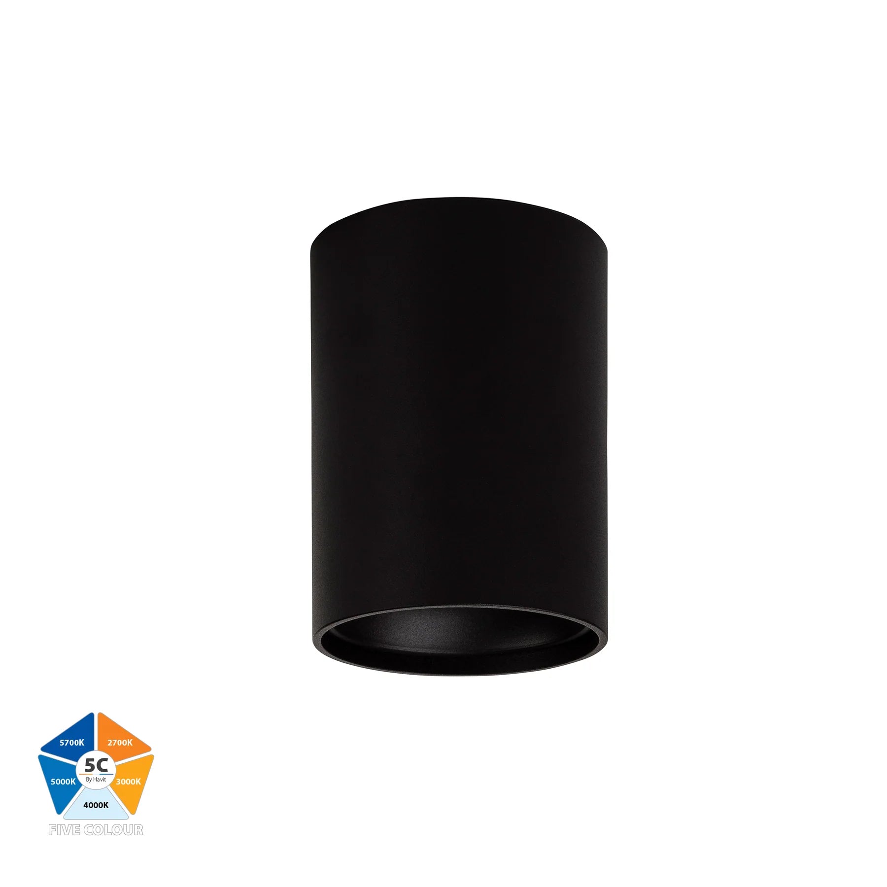 Buy Surface Mounted Downlights Australia Nella LED Surface Mounted Downlight H100mm Black Aluminium 5 CCT - HV5841S-BLK