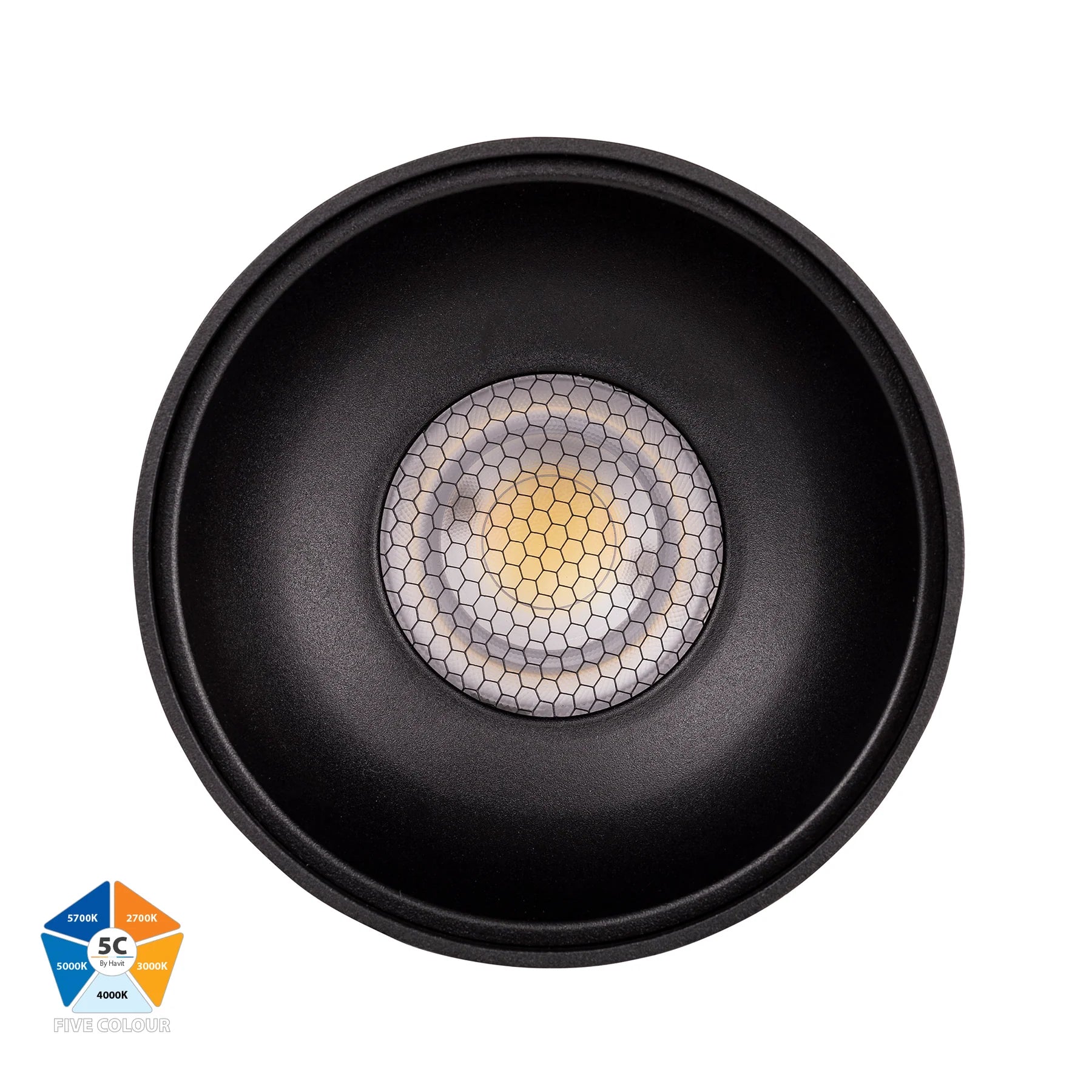 Buy Surface Mounted Downlights Australia Nella LED Surface Mounted Downlight 240V H140mm Black Aluminium 5 CCT - HV5843S-BLK