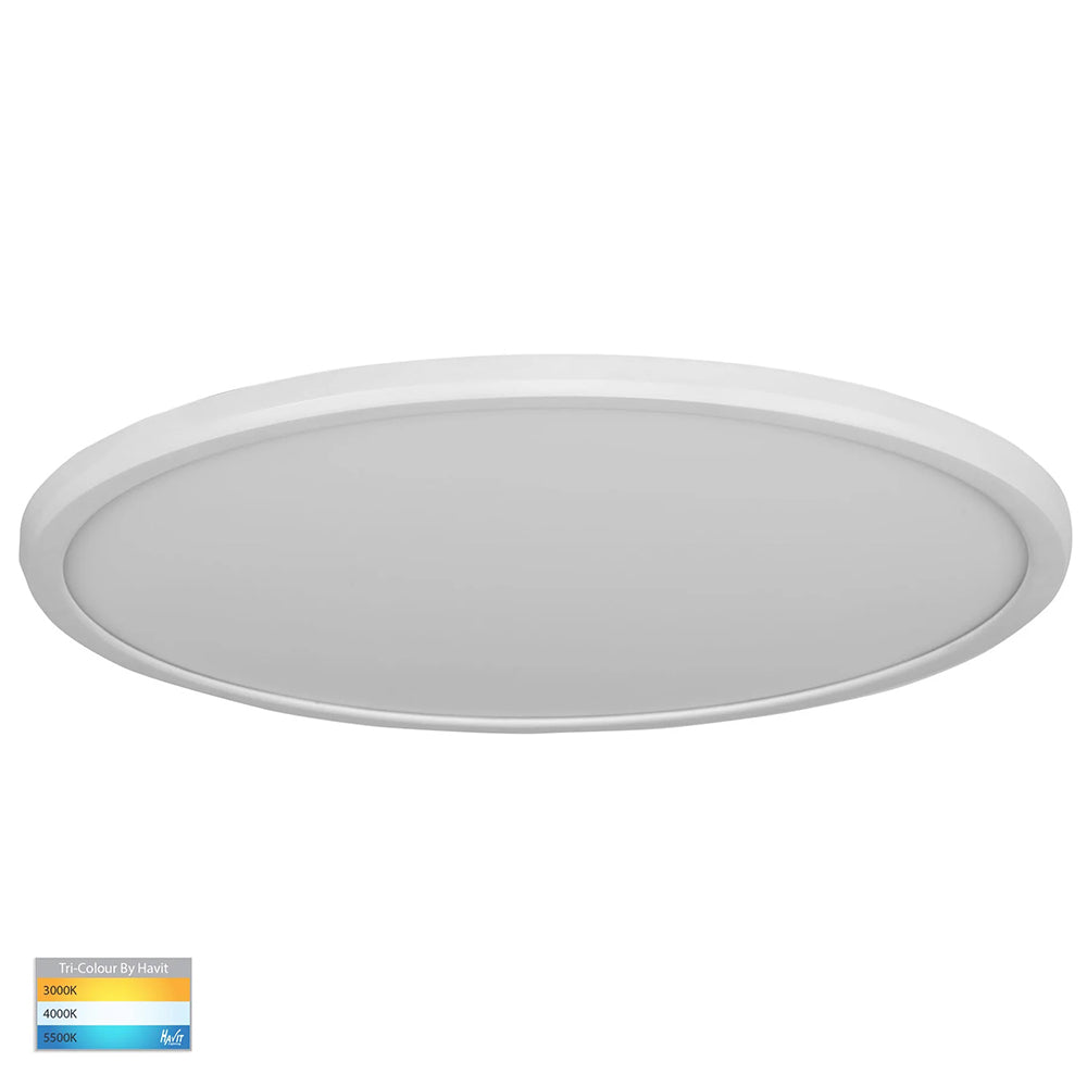 Slim LED Oyster Light  White  Aluminium W503mm 3 CCT - HV5879T-WHT