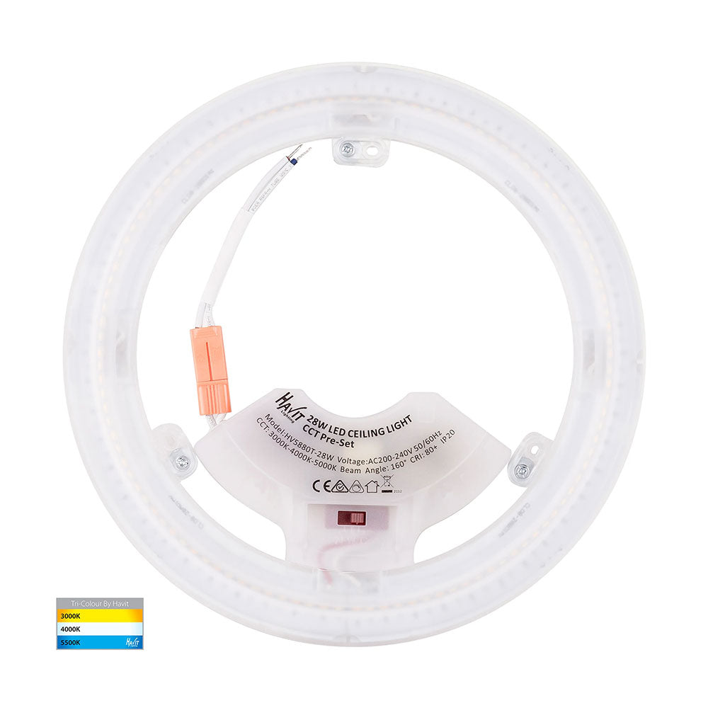 Buy LED Oyster Lights Australia Ostra LED Oyster Light White 28W 3CCT - HV5880T-28W