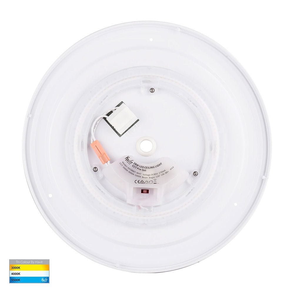 Buy LED Oyster Lights Australia Ostra LED Oyster Light White W377mm 3CCT - HV5886T-WHT