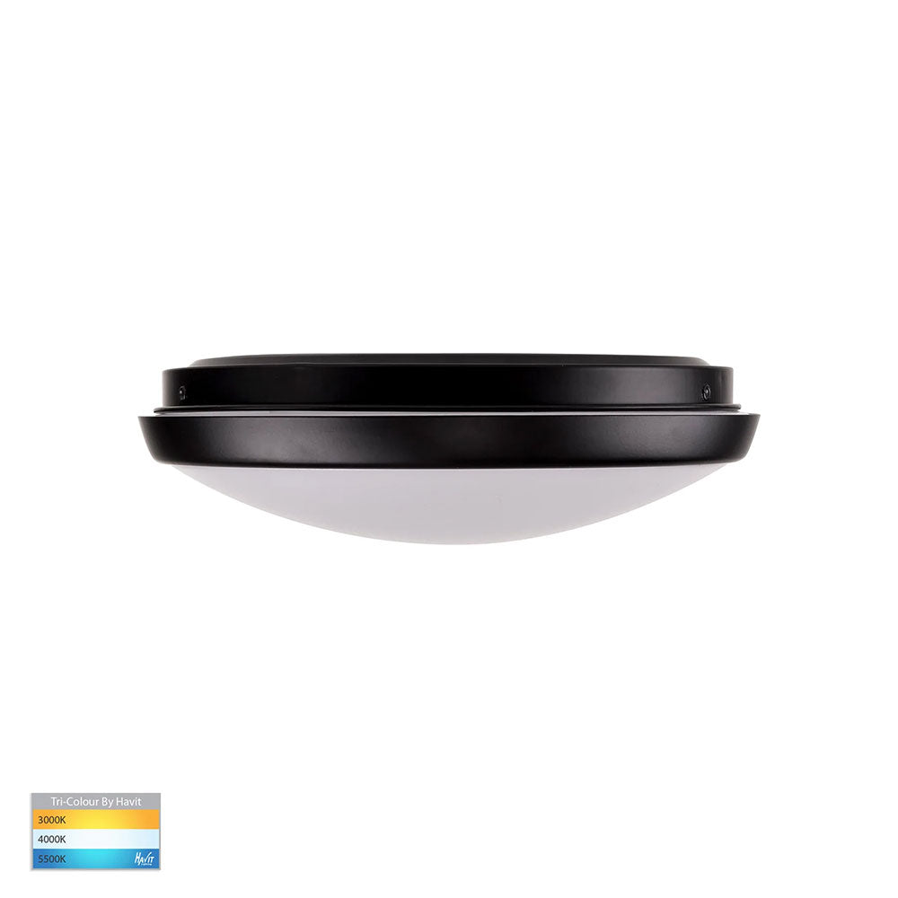 Buy LED Oyster Lights Australia Ostron LED Oyster Light Black W249mm 3CCT - HV5887T-BLK