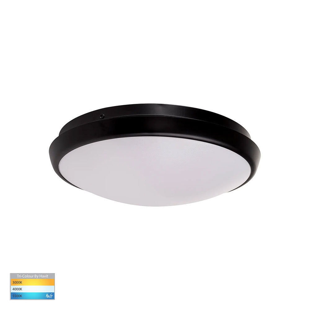 Buy LED Oyster Lights Australia Ostron LED Oyster Light Black W249mm 3CCT - HV5887T-BLK