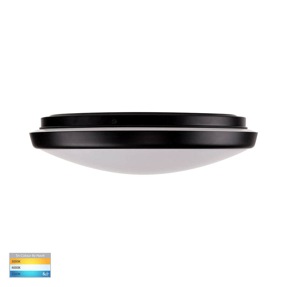 Buy LED Oyster Lights Australia Ostron LED Oyster Light Black Aluminium W335mm 3 CCT - HV5888T-BLK