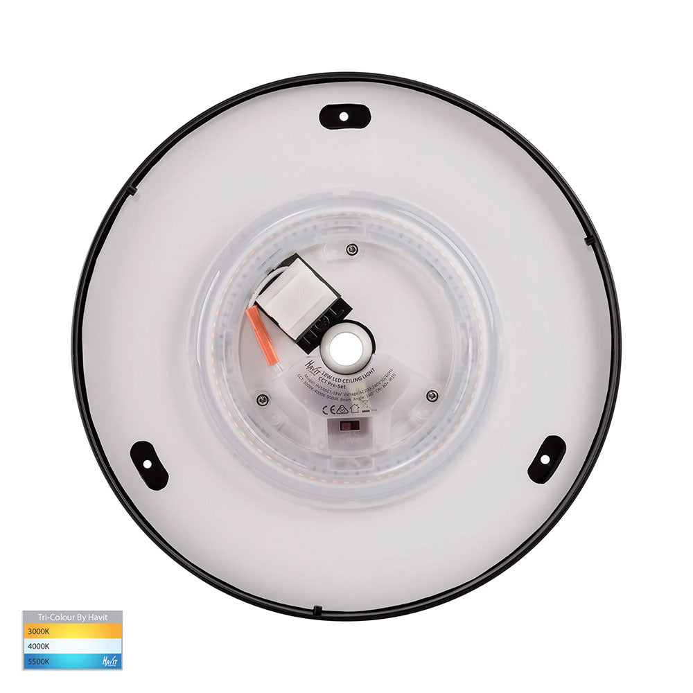 Buy LED Oyster Lights Australia Ostron LED Oyster Light Black Aluminium W335mm 3 CCT - HV5888T-BLK