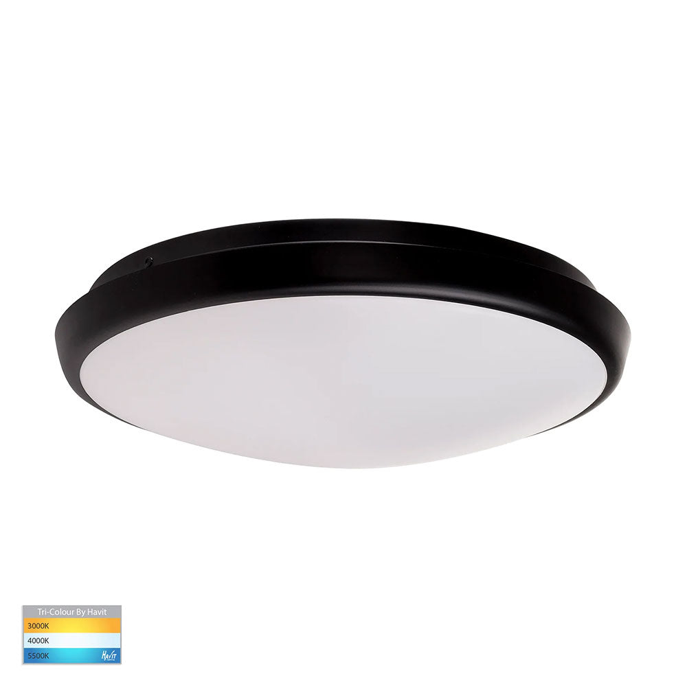 Buy LED Oyster Lights Australia Ostron LED Oyster Light Black Aluminium W335mm 3 CCT - HV5888T-BLK
