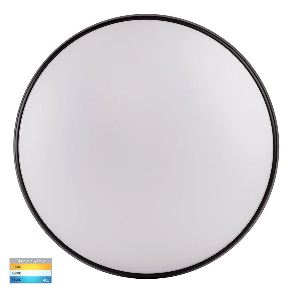 Buy LED Oyster Lights Australia Ostron LED Oyster Light Black W396mm 3CCT - HV5889T-BLK