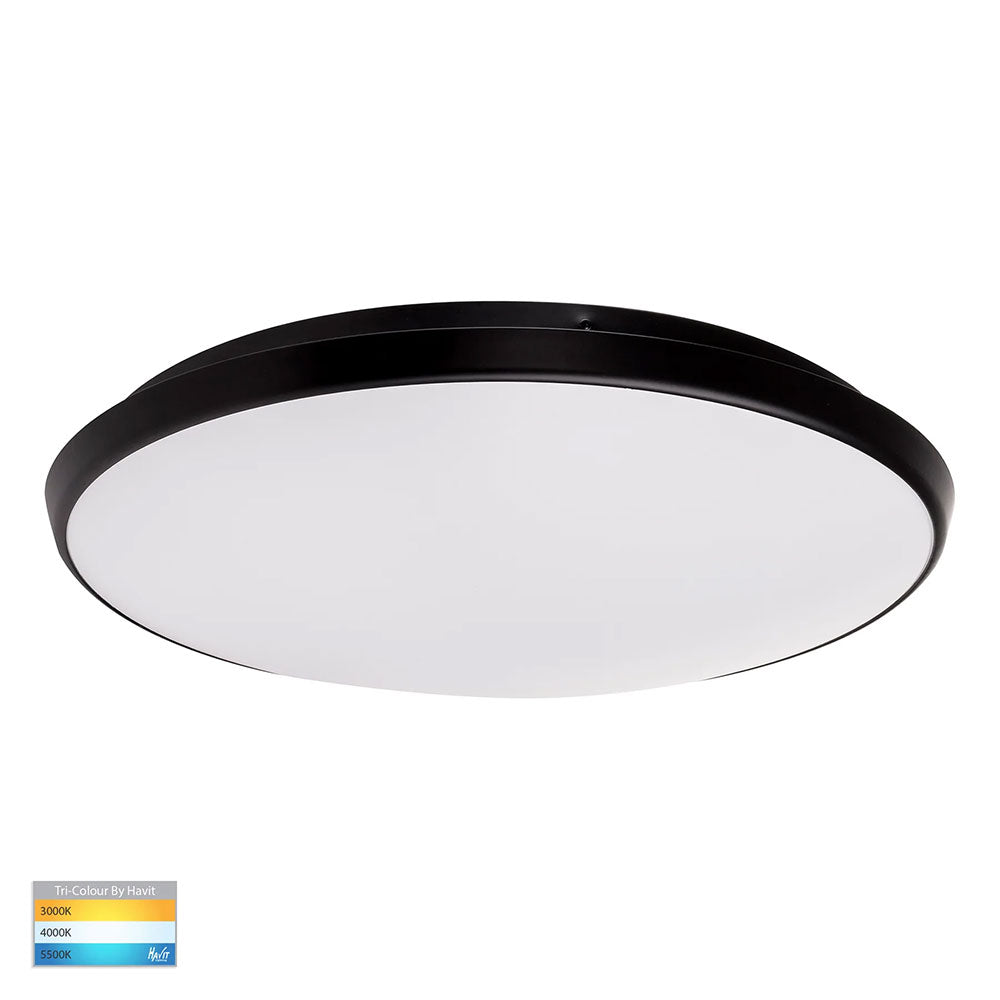 Buy LED Oyster Lights Australia Ostron LED Oyster Light Black W396mm 3CCT - HV5889T-BLK