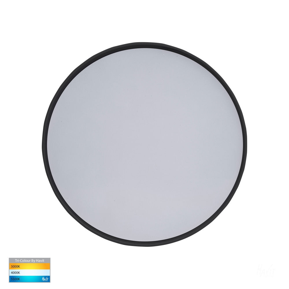 Buy LED Oyster Lights Australia Nella Surface Mounted Round Oyster Light 20W Black 3CCT - HV5892T-BLK