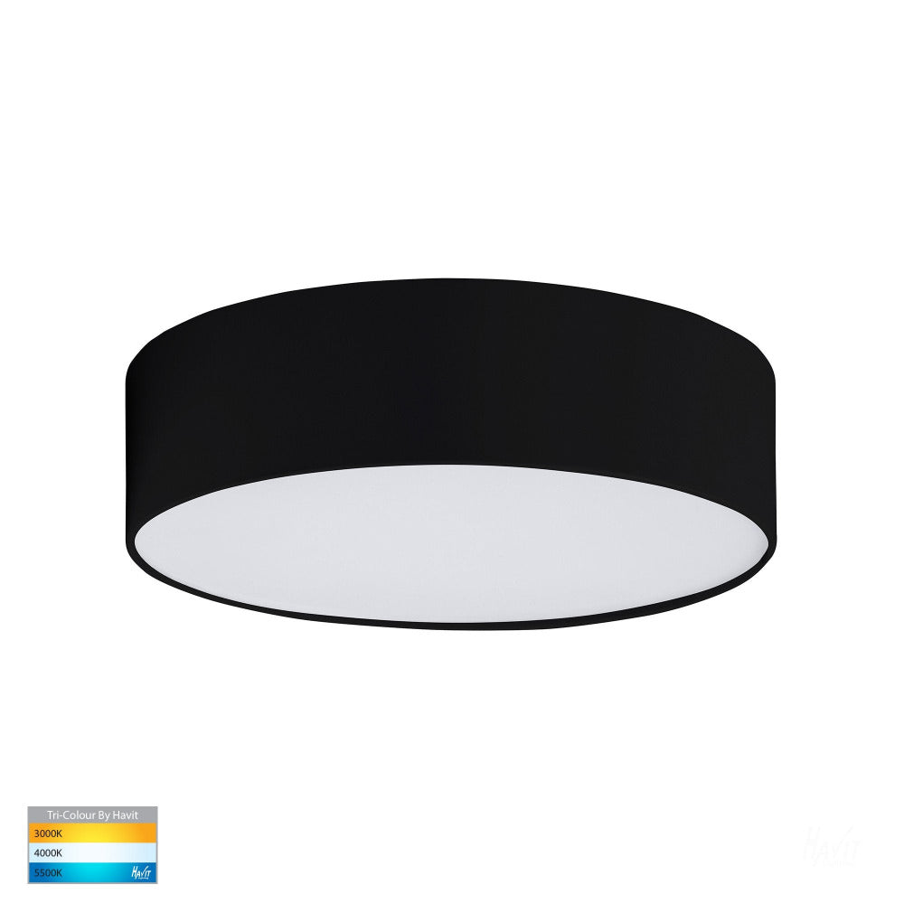 Nella Surface Mounted Round Oyster Light 20W Black 3CCT - HV5892T-BLK
