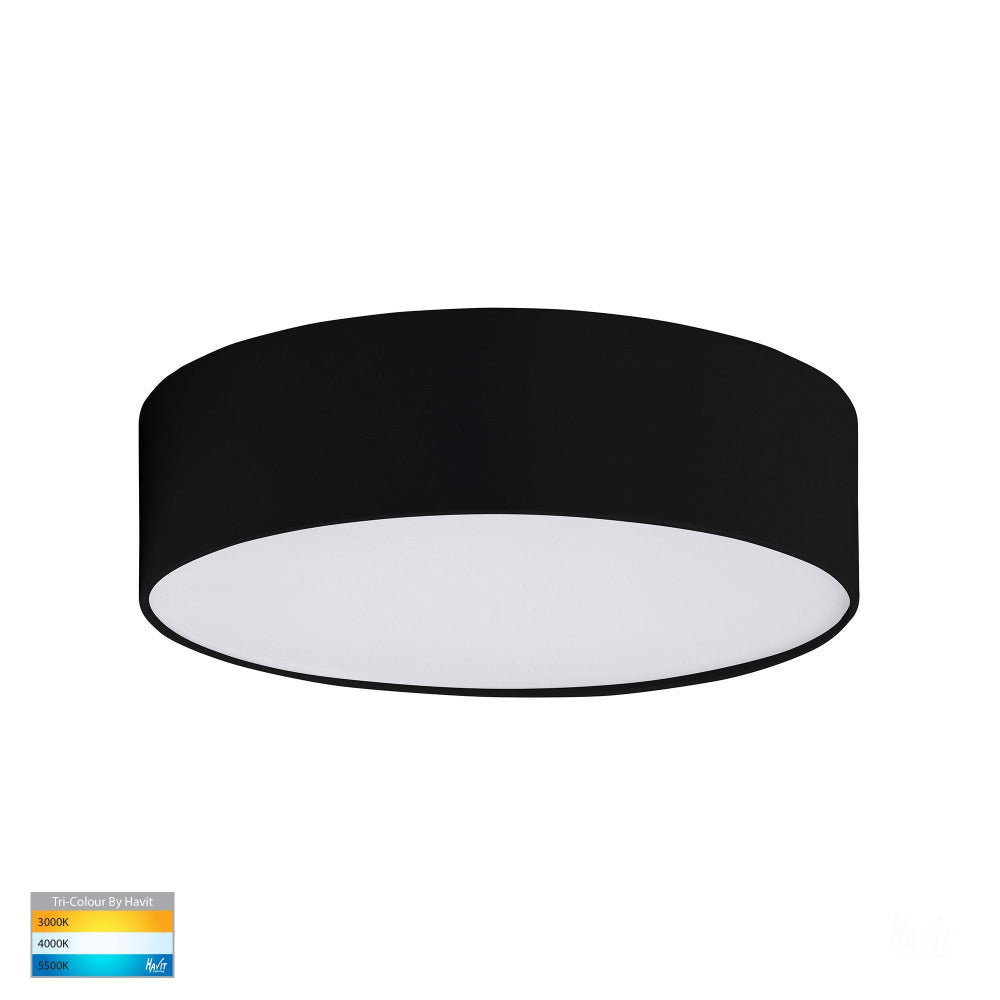 Buy LED Oyster Lights Australia Nella Surface Mounted Round Oyster Light 20W Black 3CCT - HV5892T-BLK