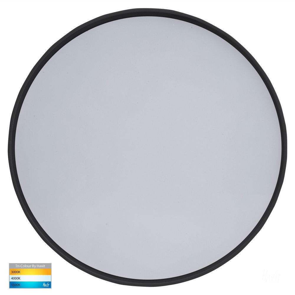Buy LED Oyster Lights Australia Nella Surface Mounted Round Oyster Light 30W Black 3CCT - HV5893T-BLK
