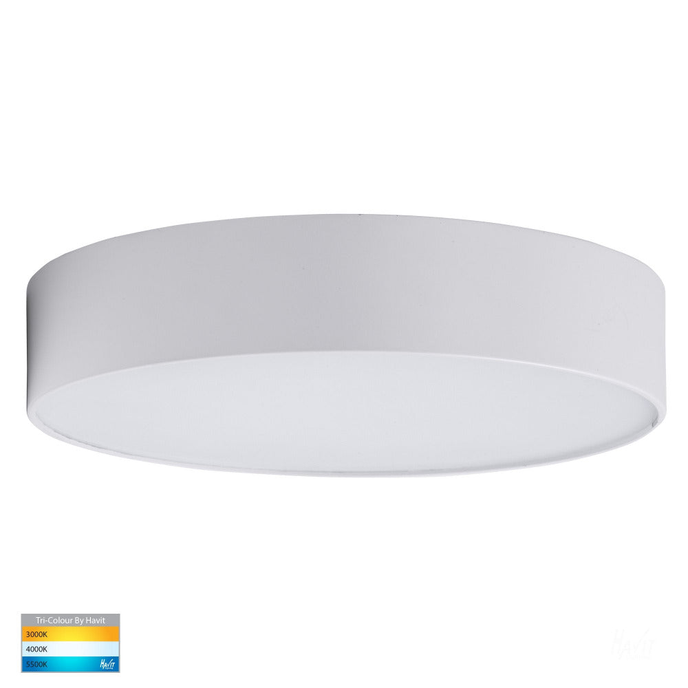 Buy LED Oyster Lights Australia Nella Surface Mounted Round Oyster Light 30W White 3CCT - HV5893T-WHT