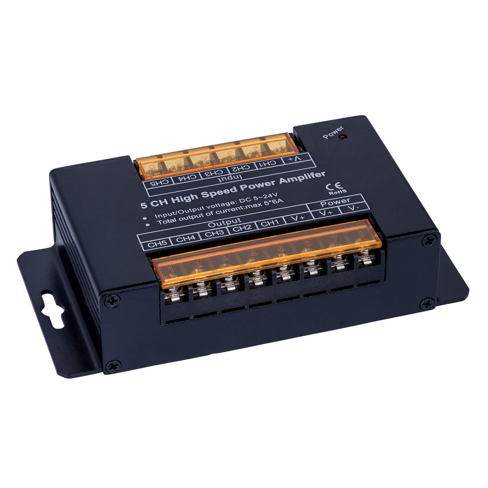 Buy Strip Light Controllers Australia LED Strip Light Controller 5 Channel Black Aluminium - HV9636