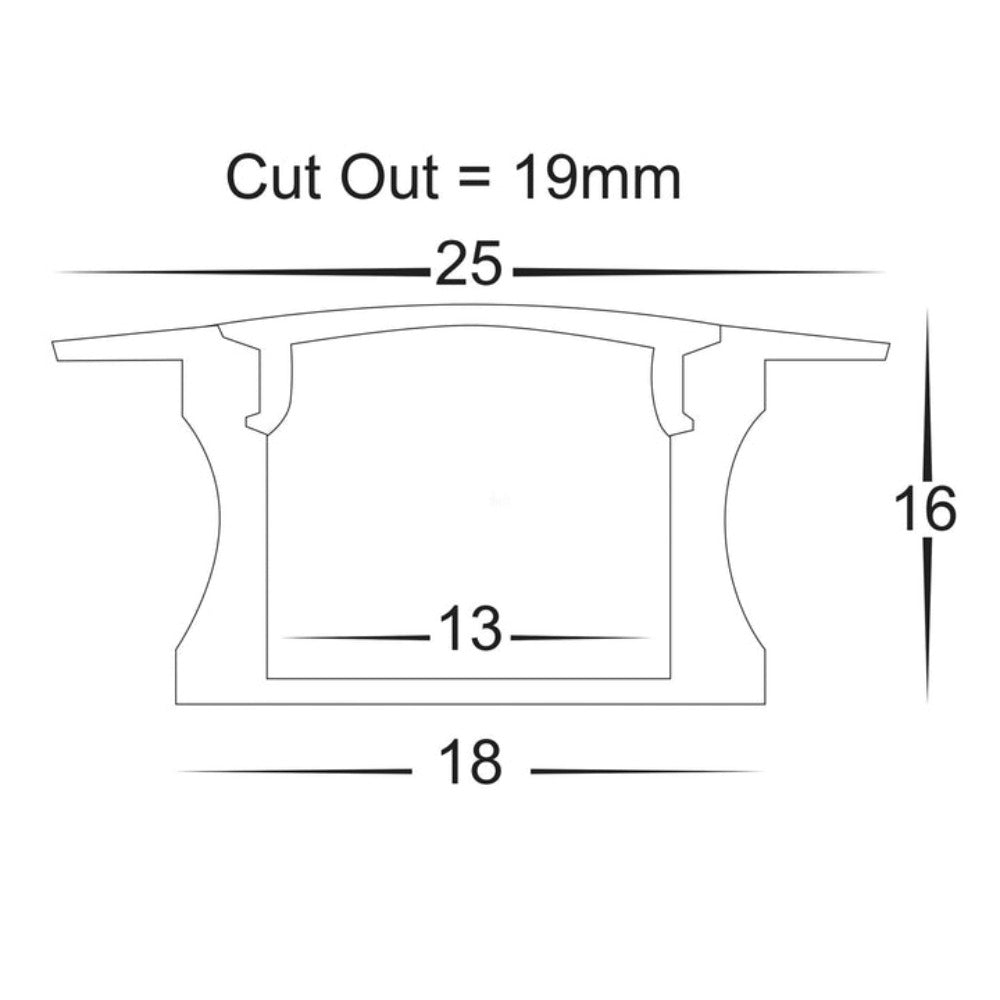 Buy Strip Light Profiles Australia Deep Square Winged Profile W25mm Black - HV9695-2515-BLK