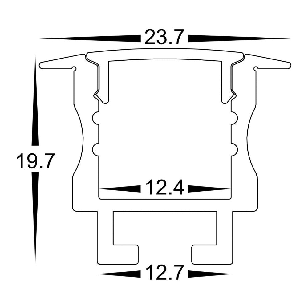 Buy Strip Light Profiles Australia Deep Recessed Square Winged Profile Silver - HV9695-2520