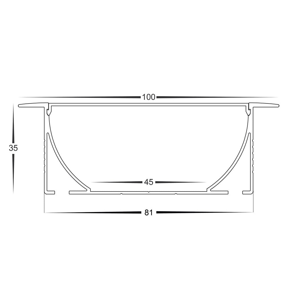 Buy Strip Light Profiles Australia Large Deep Square Winged Profile W100mm Silver - HV9695-9835