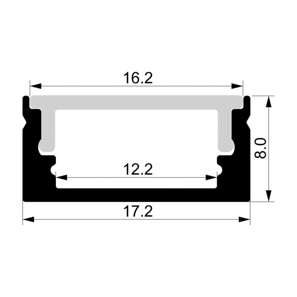 Buy Strip Light Profiles Australia Shallow Square Profile 2M Silver - HV9699-1708-2M