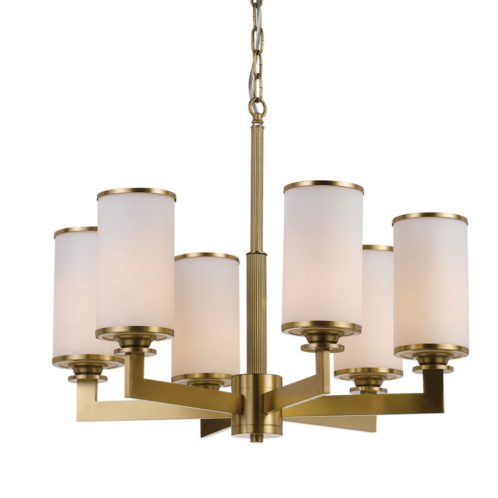 Buy Chandeliers Australia Ahern 6 Light Pendant Brass & Opal - AHERN PE6-BS+OP