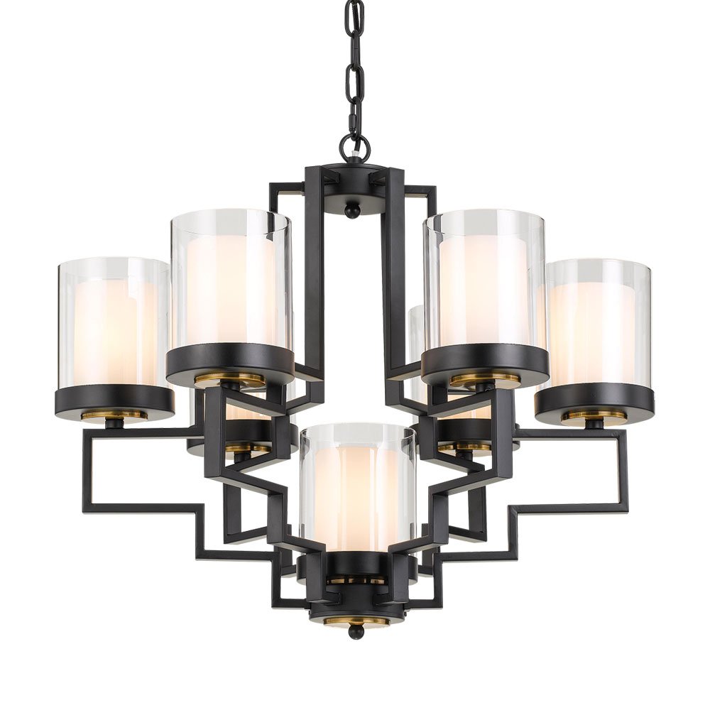 Alvarez 7 Light Pendant Black, Opal, Clear - ALVAREZ PE61-BK