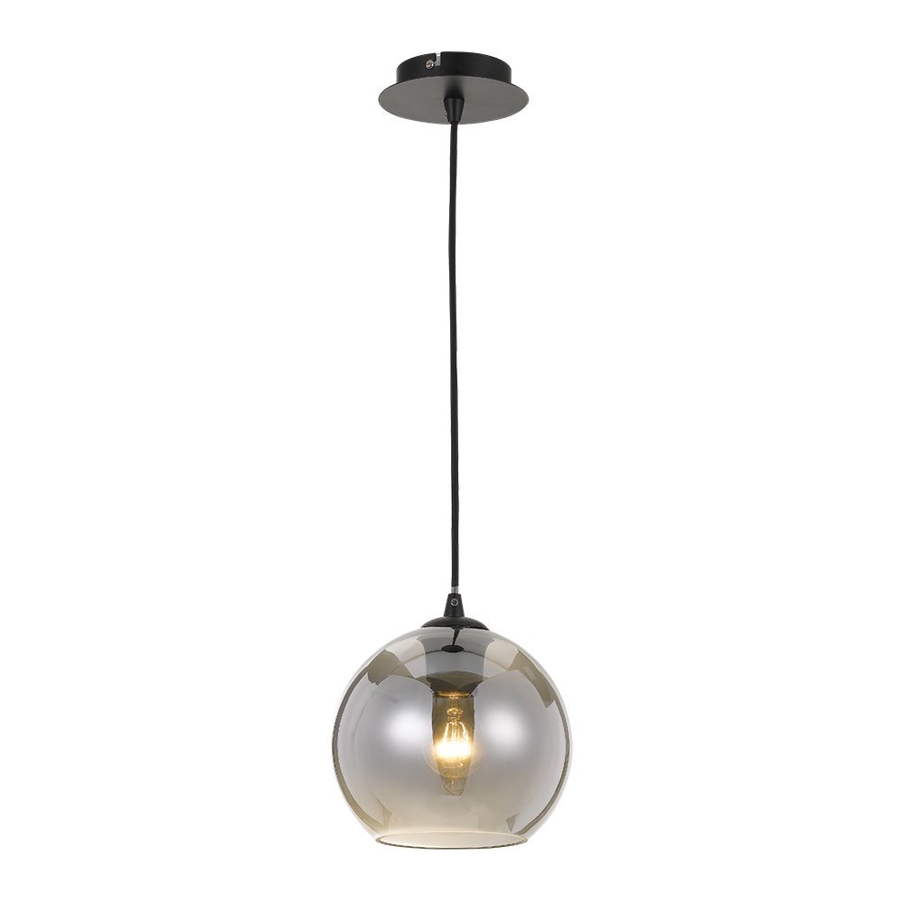 Buy Pendant lights australia - Bondi 1 Light Pendant 200mm Black, Smoke - BONDI PE20-SM