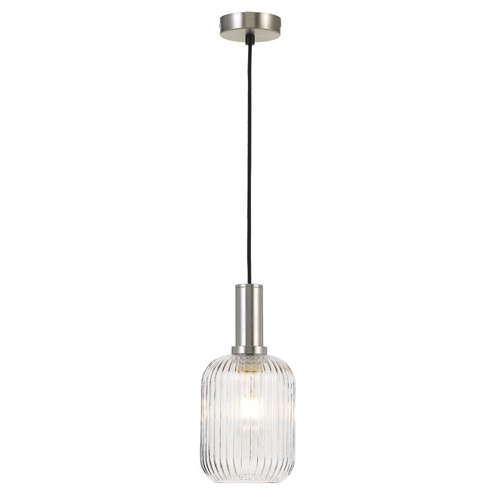 Bonura 1 Light Pendant 140mm Nickel & Clear - BONURA PE14-NKCL