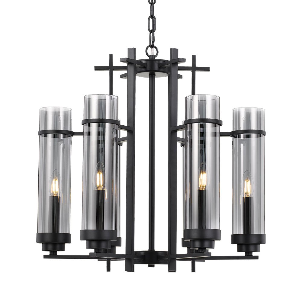 Buy Chandeliers Australia Burgess 6 Light Pendant Black, Smoke - BURGESS PE06-BK