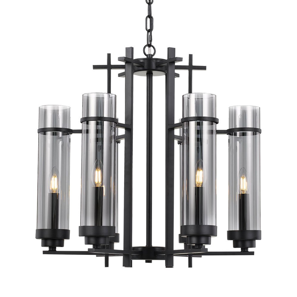 Burgess 6 Light Pendant Black, Smoke - BURGESS PE06-BK