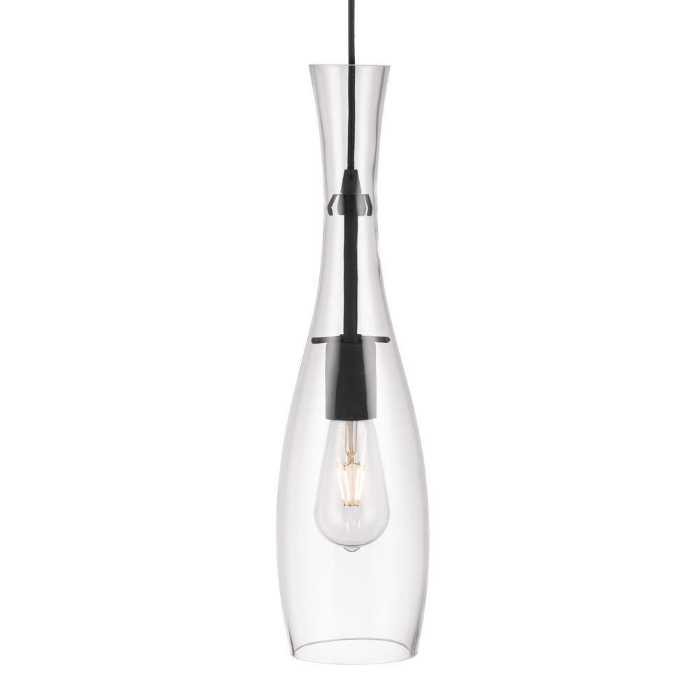 Conie 1 Light Pendant 130mm Black, Clear - CONIE PE-BK+CL